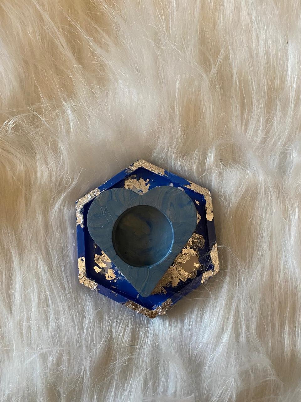 Blue Hexagon Diya Tea Light Holder